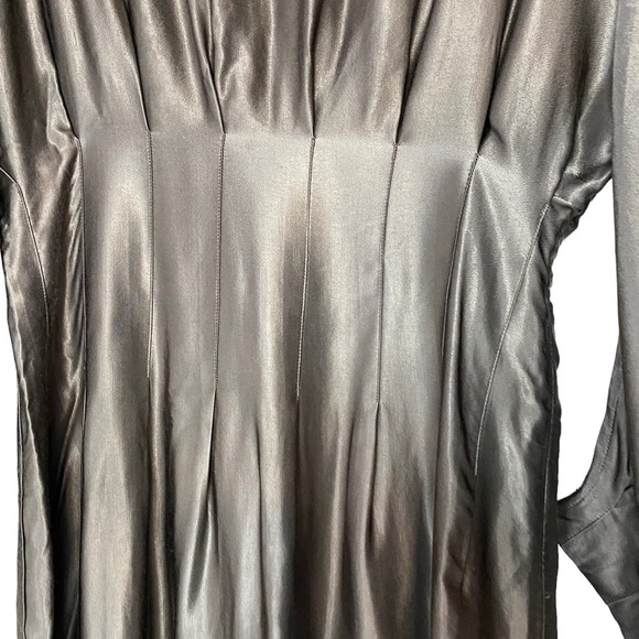 All Saints Ela Dress Metallic Asymmetrical Grey US 8 - Picture 5 of 11